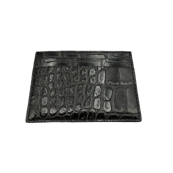 NWOB  Gucci Crocodile Distressed Finish Card Holder Case Black - Picture 1 of 5